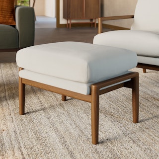Bavel 25" Ottoman - Walnut and Field Ivory
