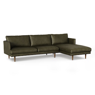 Burrard 112" Leather Right Sectional - Charme Green