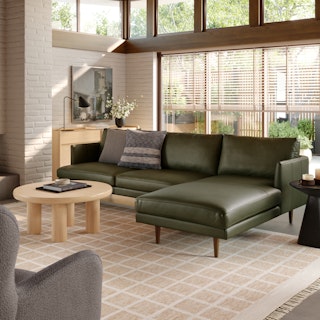 Burrard 112" Leather Right Sectional - Charme Green