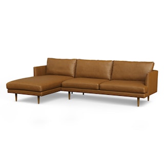 Burrard 112" Leather Left Sectional - Bella Caramel