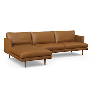 Burrard 112" Leather Left Sectional - Bella Caramel