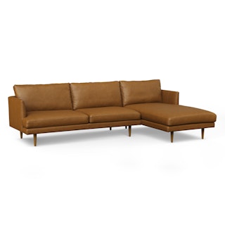 Burrard 112" Leather Right Sectional - Bella Caramel