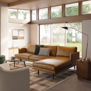 Burrard 112" Leather Right Sectional - Bella Caramel