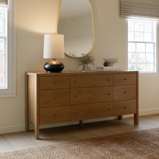Cassie 9-Drawer Triple Dresser - Smoked Oak