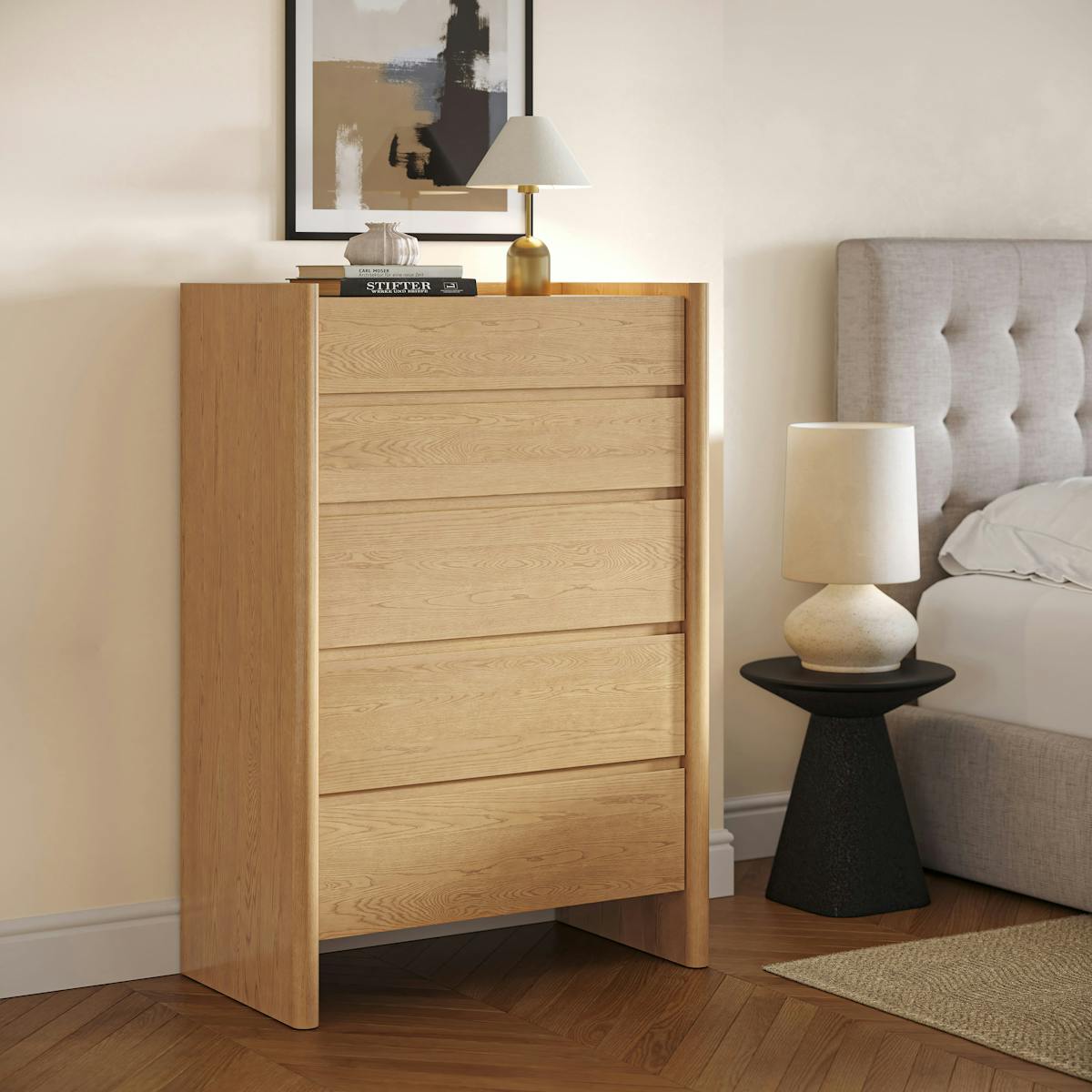 touraco dresser white brown SICOTAS Rattan 6 Drawer Dresser for Bedroom 51"Wide Dresser Chest of Drawers for Closet Large Storage Cabinet Farmhouse Boho Dresser TV Stand for Home