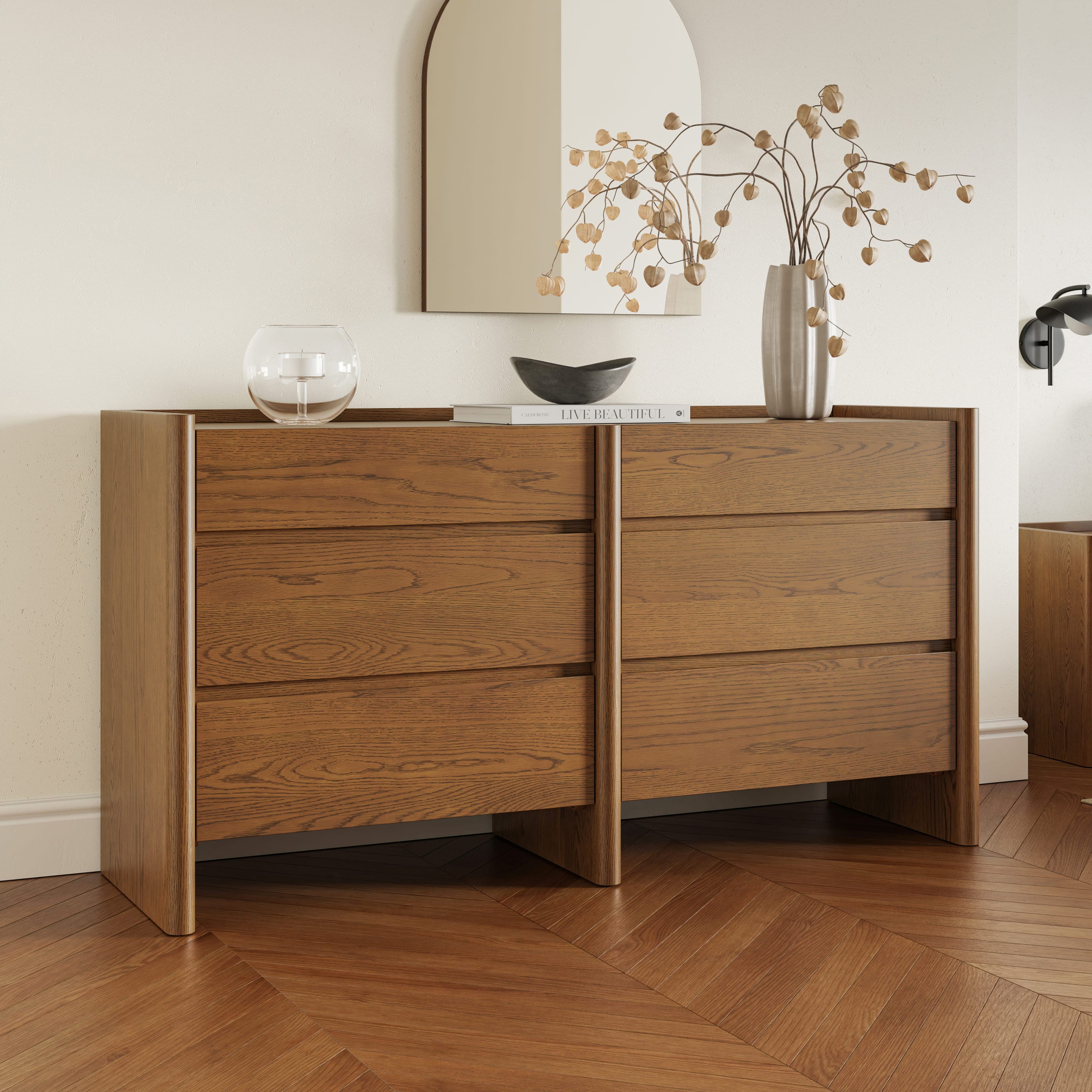 smoky65 モエトンダブレット2箱 Torme Smoked Oak 6-Drawer Double Dresser | Article
