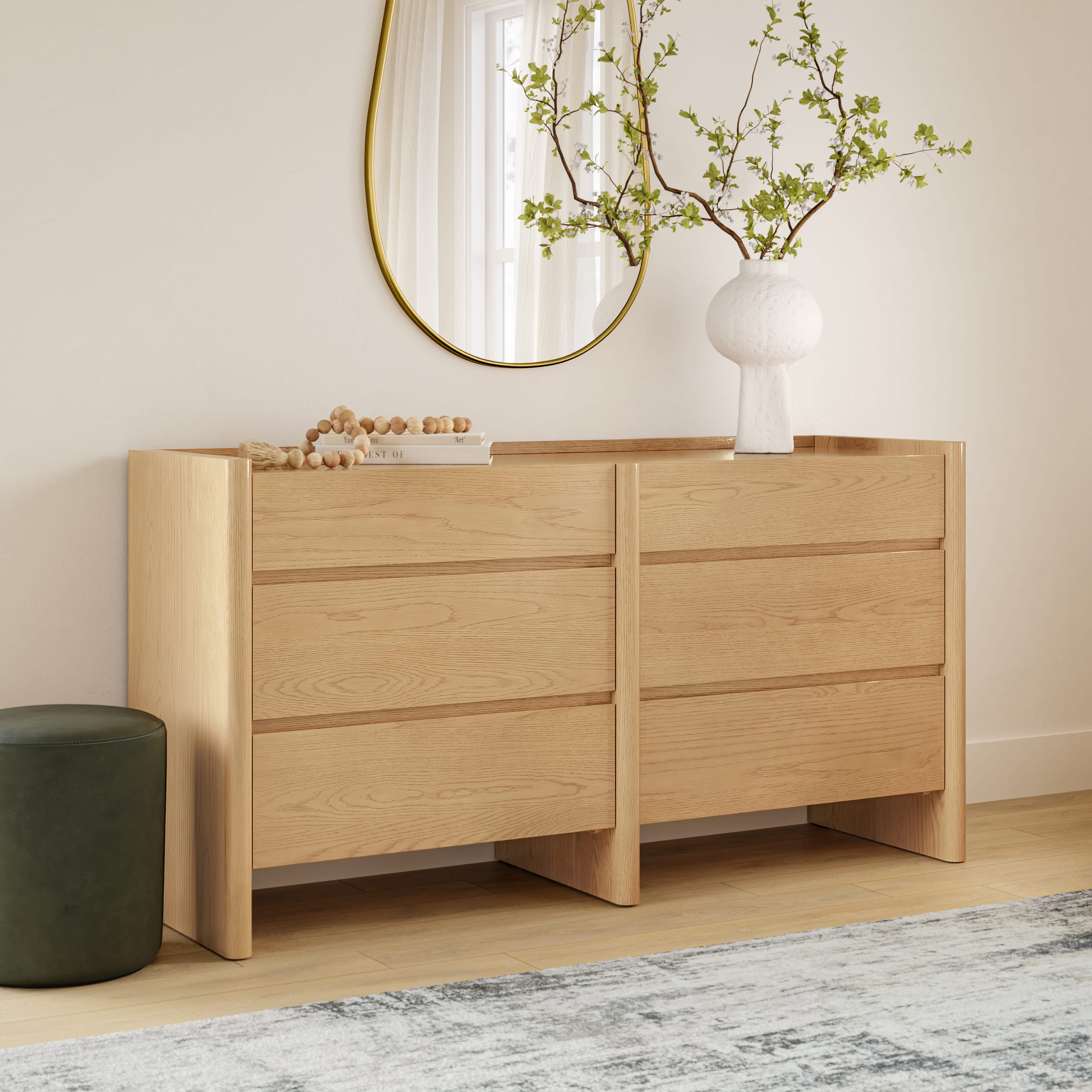 Torme White Oak 6-Drawer Double Dresser | Article