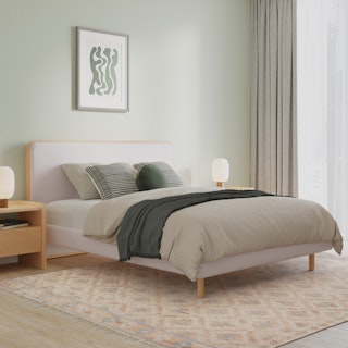 Bjorn Queen Upholstered Bed - White Oak and Ratine Ivory