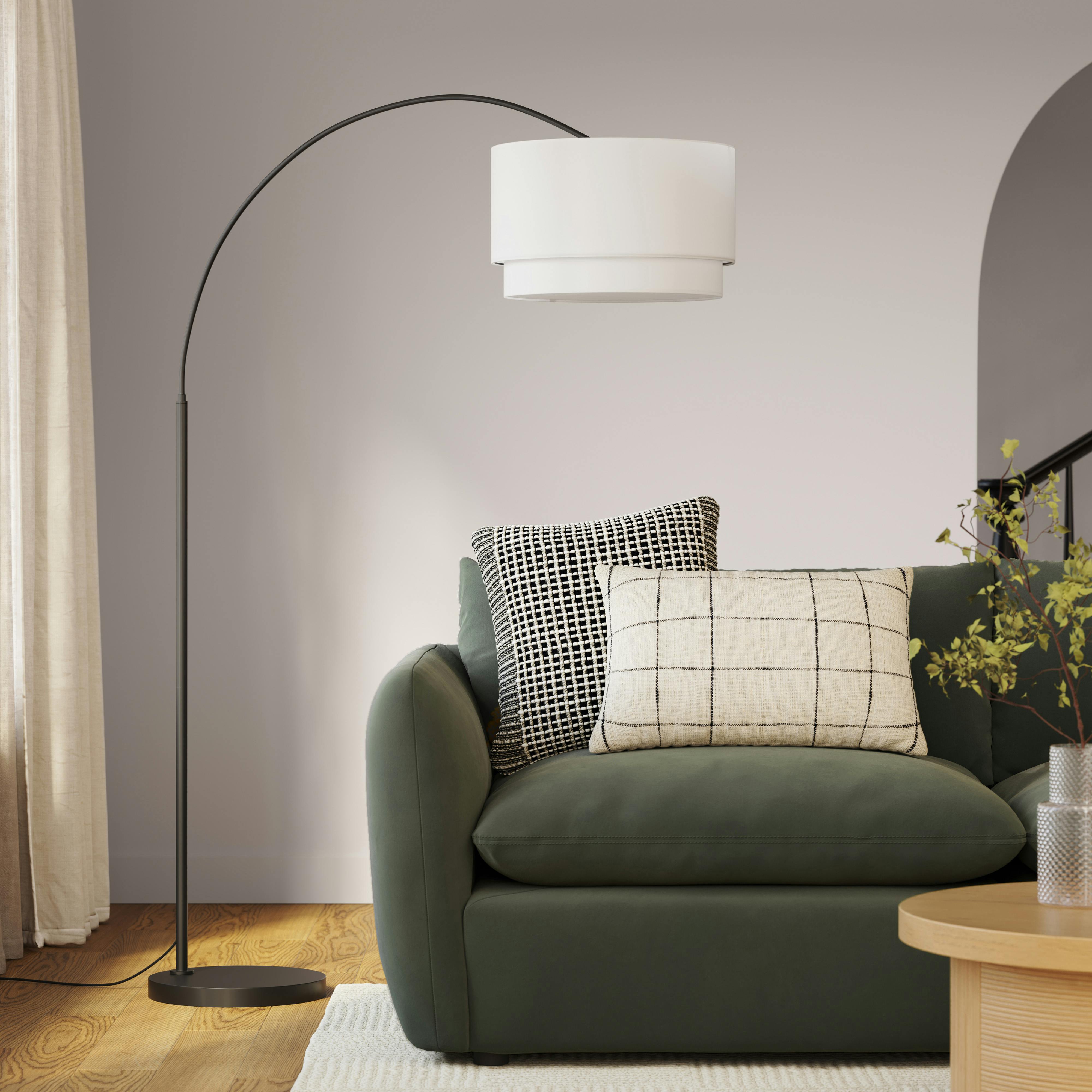 Zebu Ecru White Linen Drum Shade Floor Lamp | Article