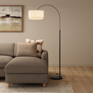 Zebu Small Linen Floor Lamp - Black