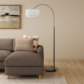 Zebu Small Linen Floor Lamp - Black