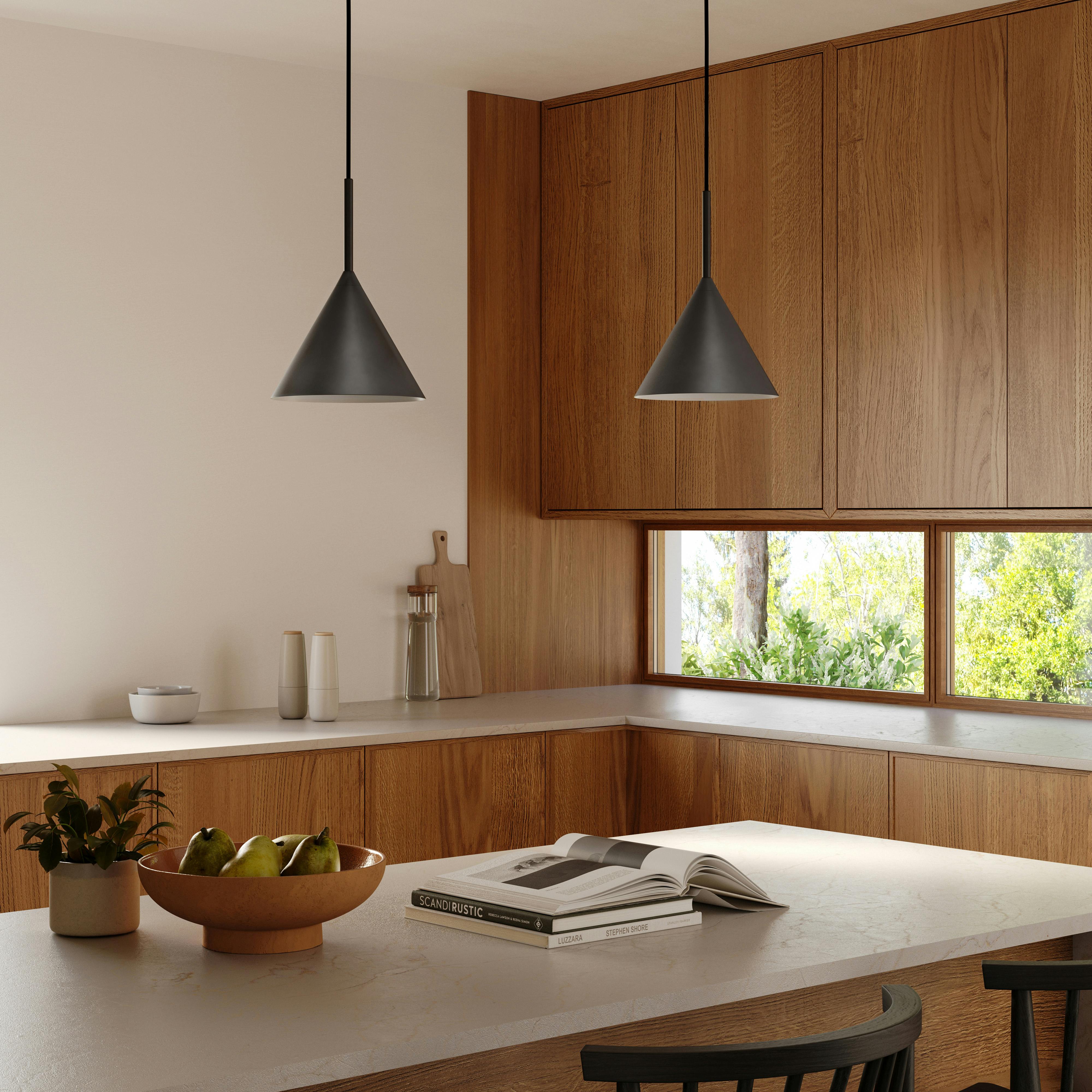 Aino Cinder Black Small Metal Pendant Lamp, Cone Shade | Article
