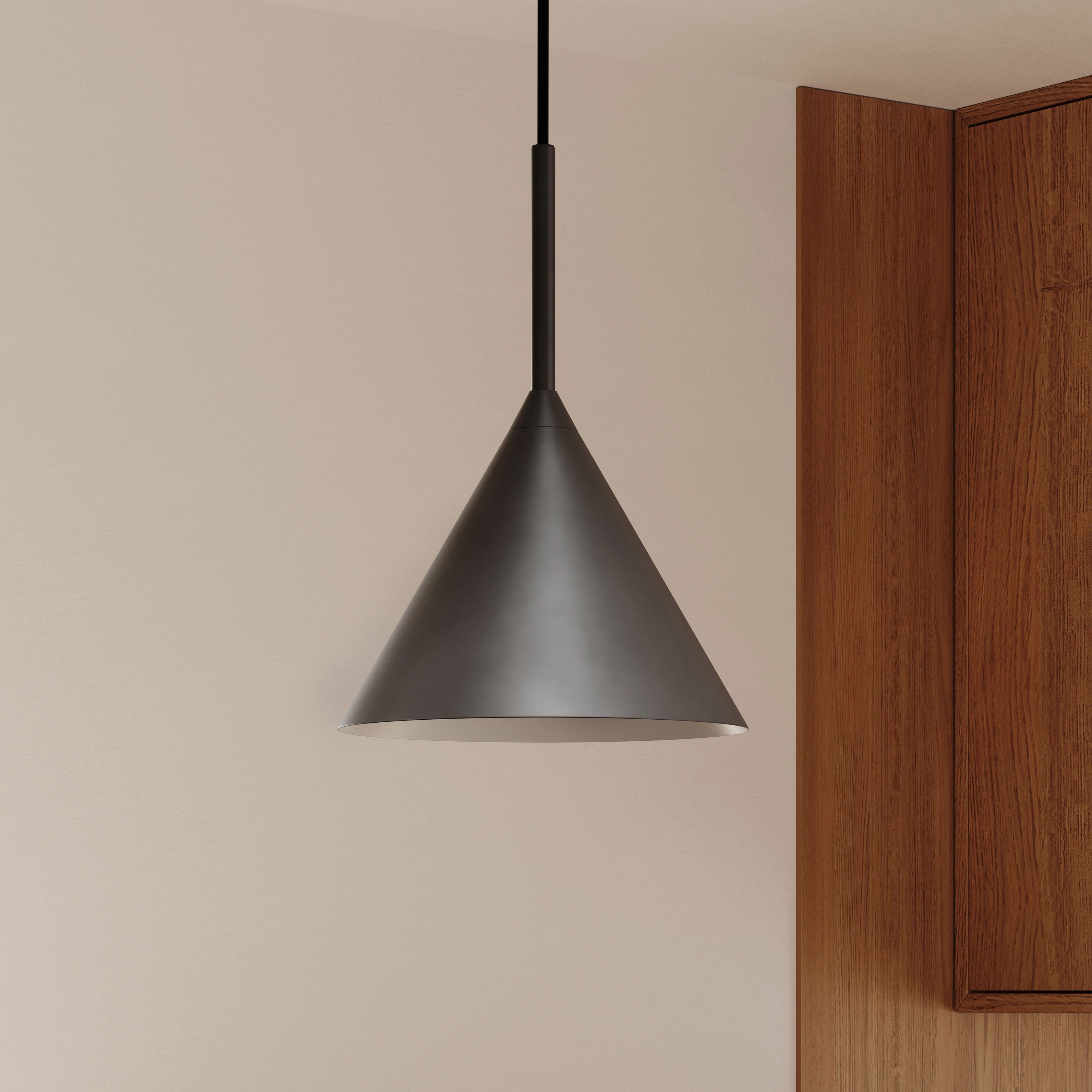 Aino Cinder Black Small Metal Pendant Lamp, Cone Shade | Article