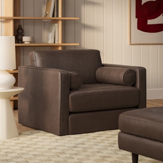 Sven 45.5" Tufted Leather Sleeper Chair - Charme Chocolat