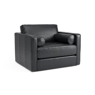 Sven 45.5" Tufted Leather Sleeper Chair - Oxford Black