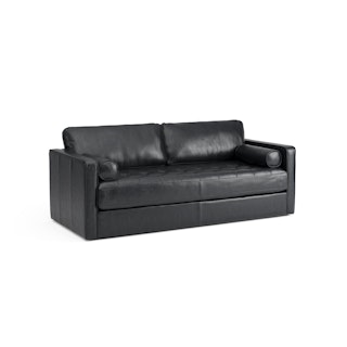 Sven 88" Tufted Leather Sofa Bed - Oxford Black