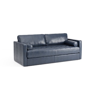 Sven 88" Tufted Leather Sofa Bed - Oxford Blue