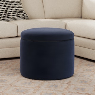 Benson 23.5" Velvet Storage Ottoman - Hale Ink