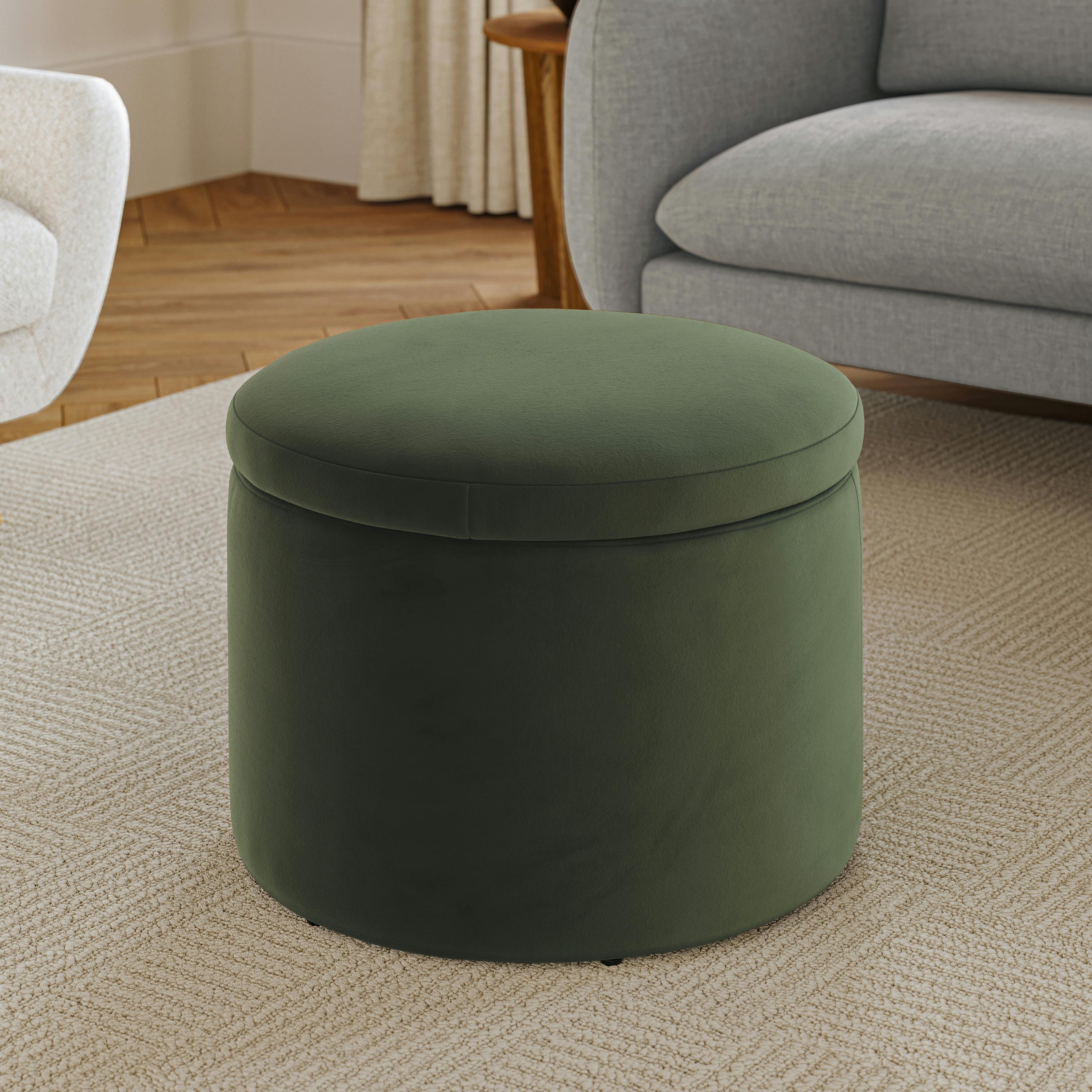 Benson Hale Fir Green Velvet Storage Ottoman | Article