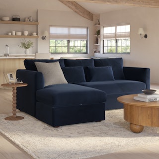 Marina 90" Velvet Reversible Sleeper Storage Sectional - Hale Ink