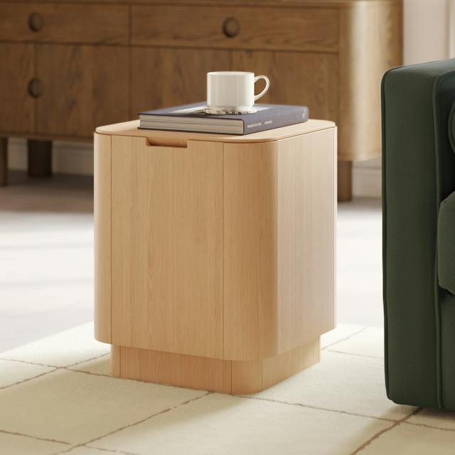 Moa White Oak Storage Side Table | Article