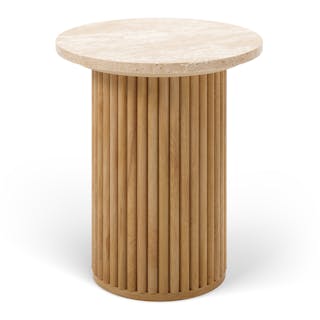 Tala Travertine Side Table - Natural Oak