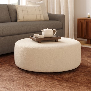 Avery 36" Ottoman - Ivory Wool Bouclé