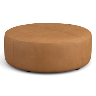Avery 36" Leather Ottoman - Dakota Tan