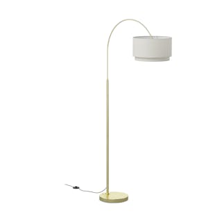 Zebu Small Linen Floor Lamp - Brass