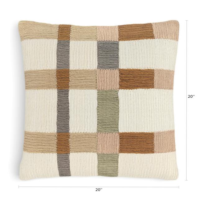 Wren Large Plaid Embroidered Pillow | Article