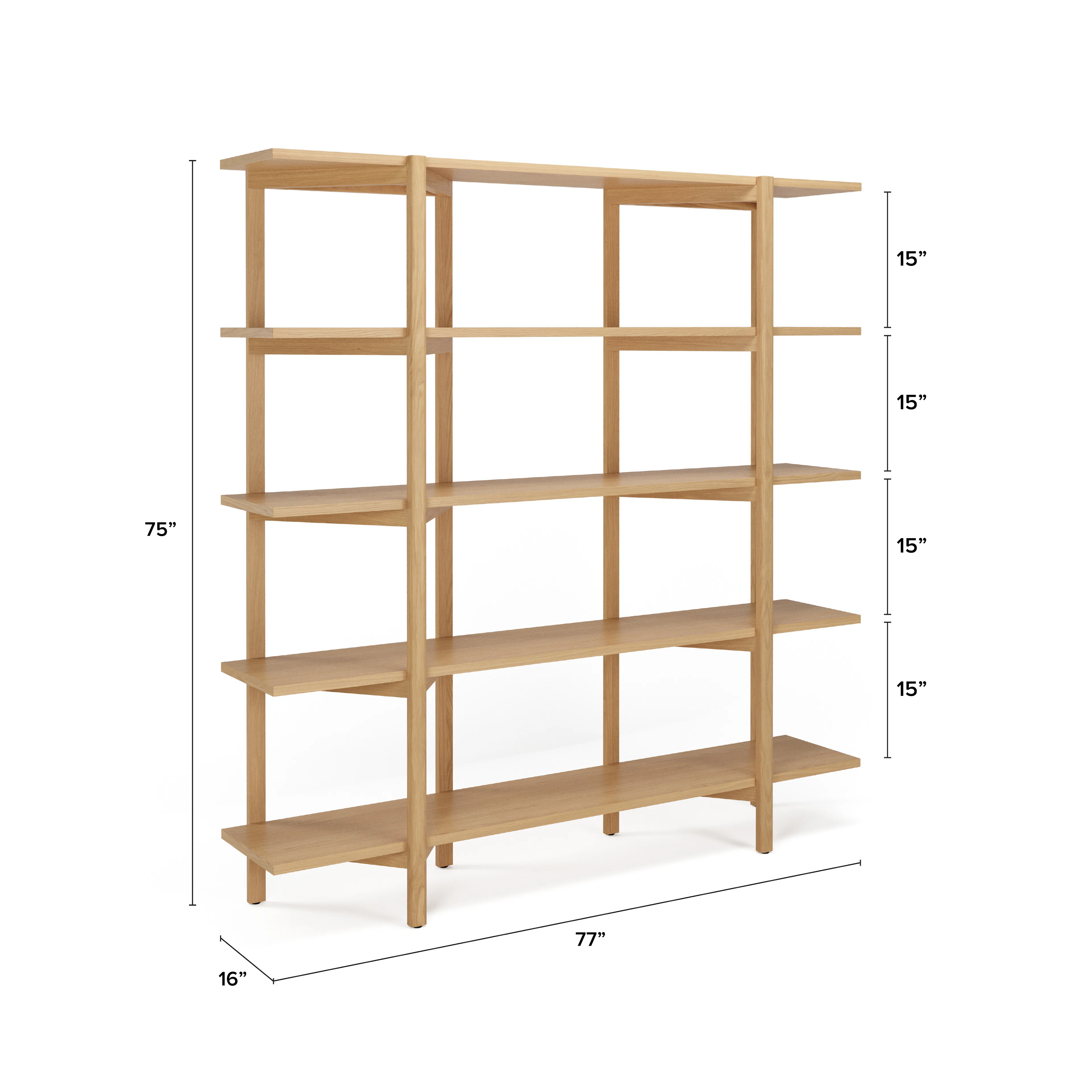 Zander 75" Shelving Unit - White Oak