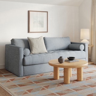 Sven 88" Grounded Tufted Sofa - Silver Light Blue