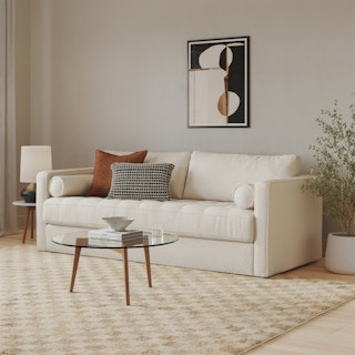 Sven 88" Grounded Tufted Sofa - Ivory Wool Bouclé