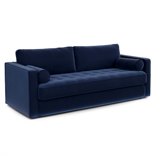 Sven 88" Grounded Tufted Velvet Sofa - Plush Cascadia Blue