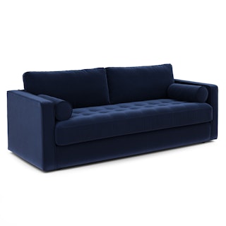 Sven 88" Grounded Tufted Velvet Sofa - Plush Cascadia Blue