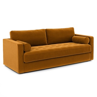 Sven 88" Grounded Tufted Velvet Sofa - Plush Pacific Ginger