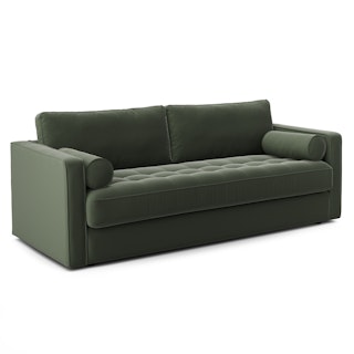 Sven 88" Grounded Tufted Velvet Sofa - Plush Pacific Green