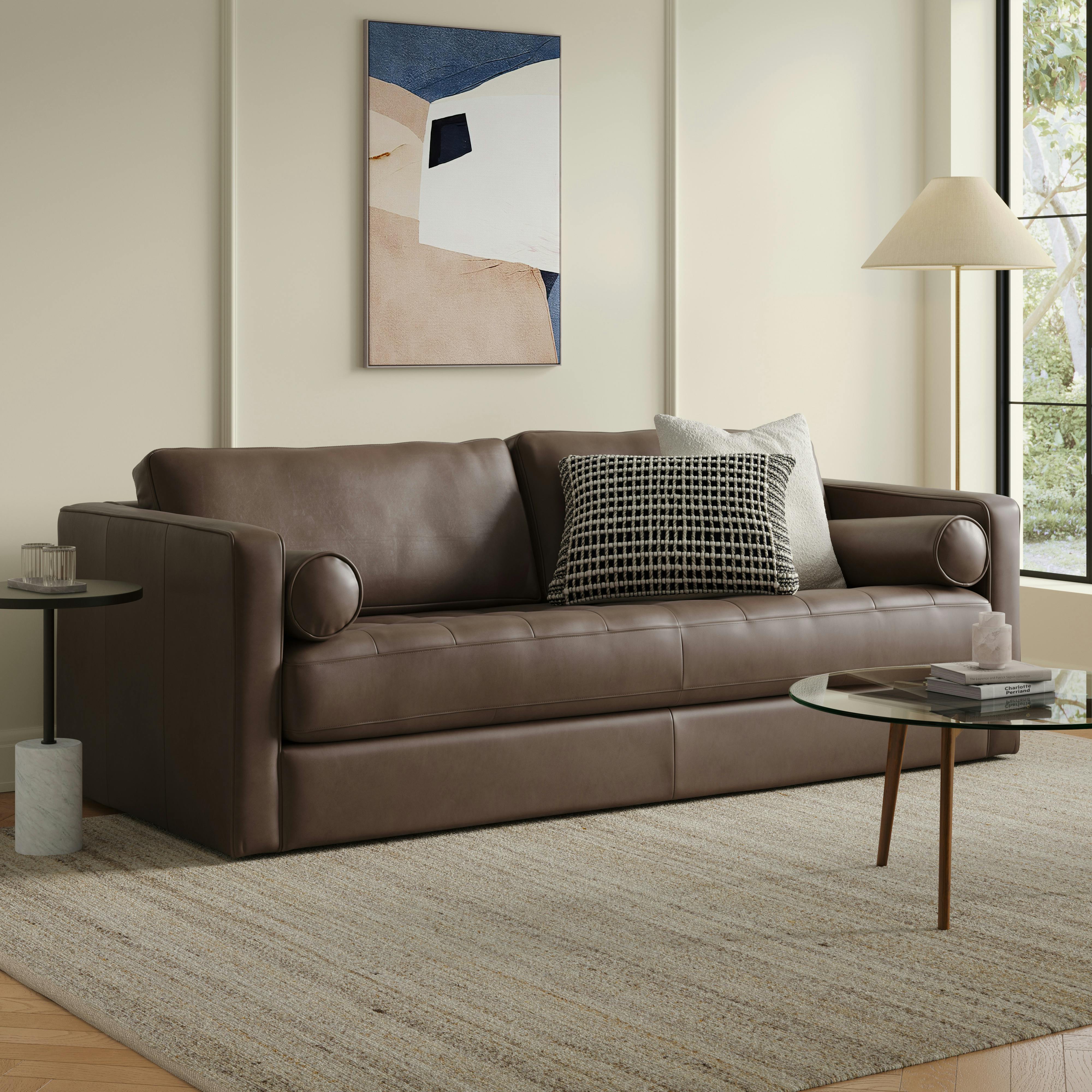 Sven Charme Chocolat Grounded Tufted Leather Sofa | Article