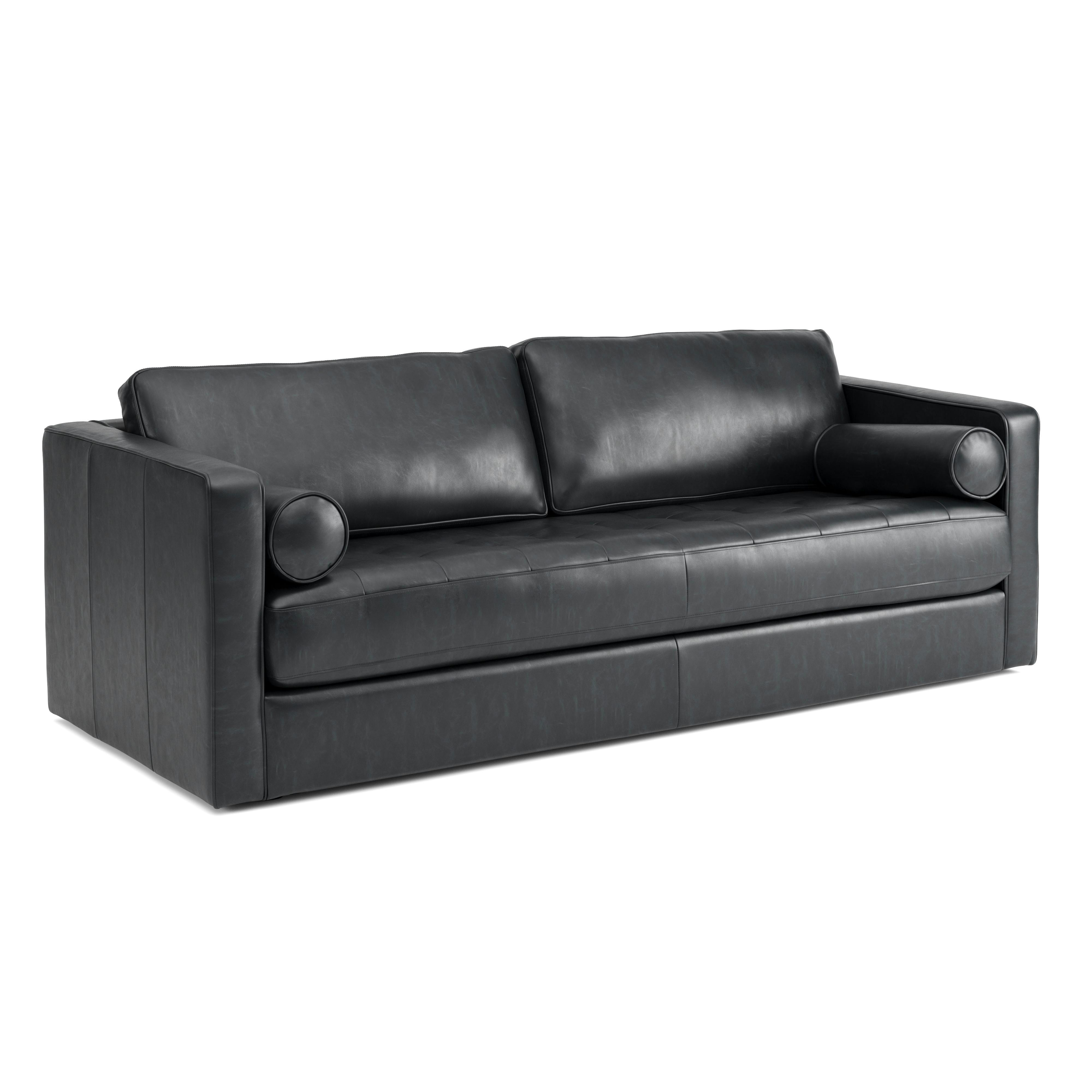 Sven Oxford Black Grounded Tufted Leather Sofa | Article