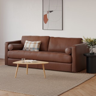 Sven 88" Grounded Tufted Leather Sofa - Taos Brown
