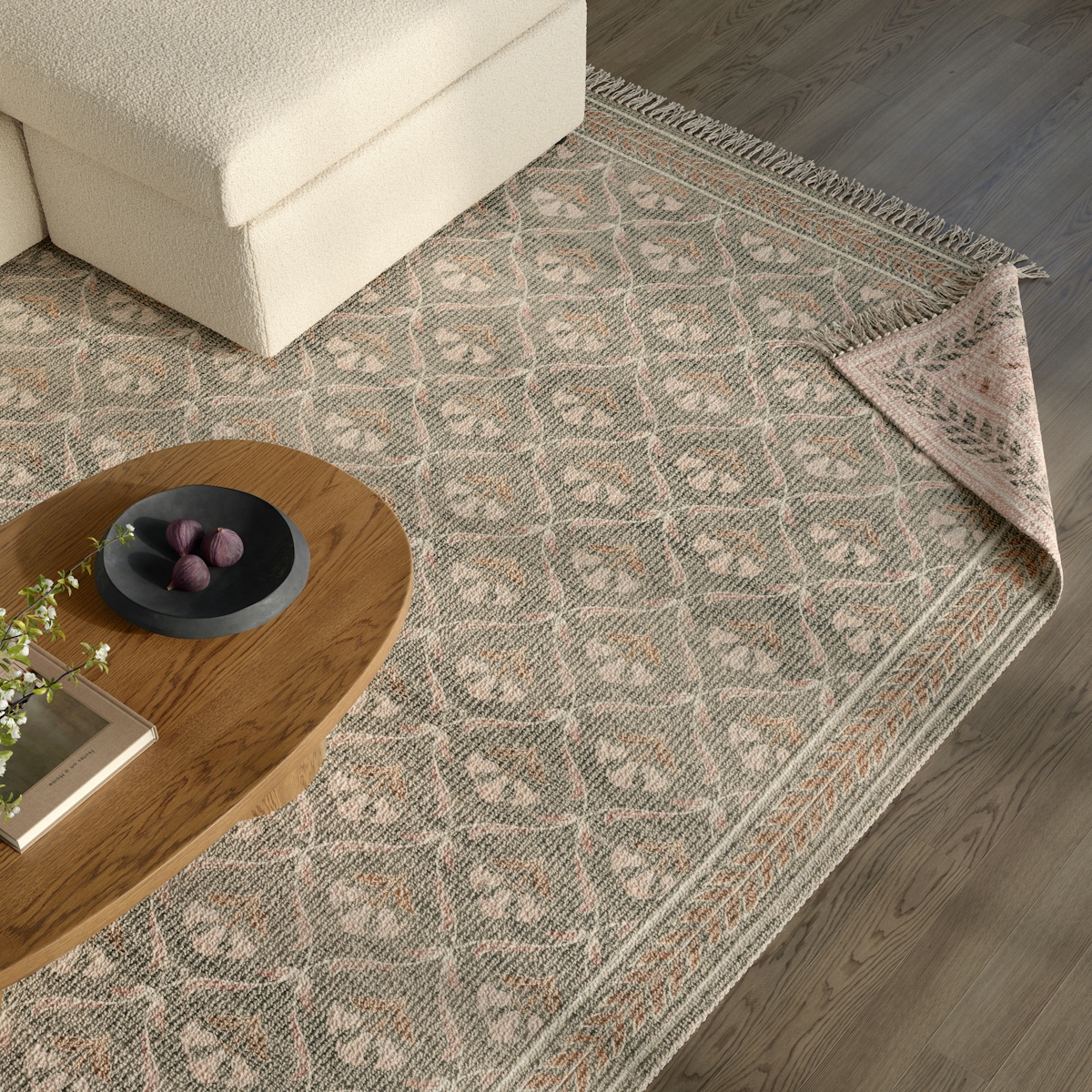 Cecile Olive Green and Earthy Beige Reversible 8 x 10 Rug | Article