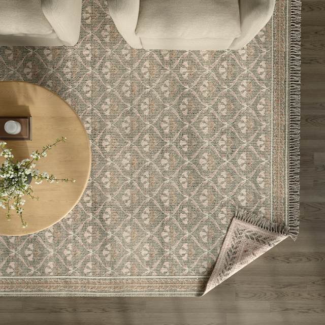 Cecile Olive Green and Earthy Beige Reversible 9 x 12 Rug | Article