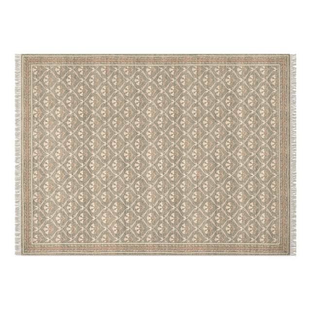 Green Earthy Pattern Rug Cecile Olive Green and Earthy Beige Reversible 9 x 12 Rug | Article