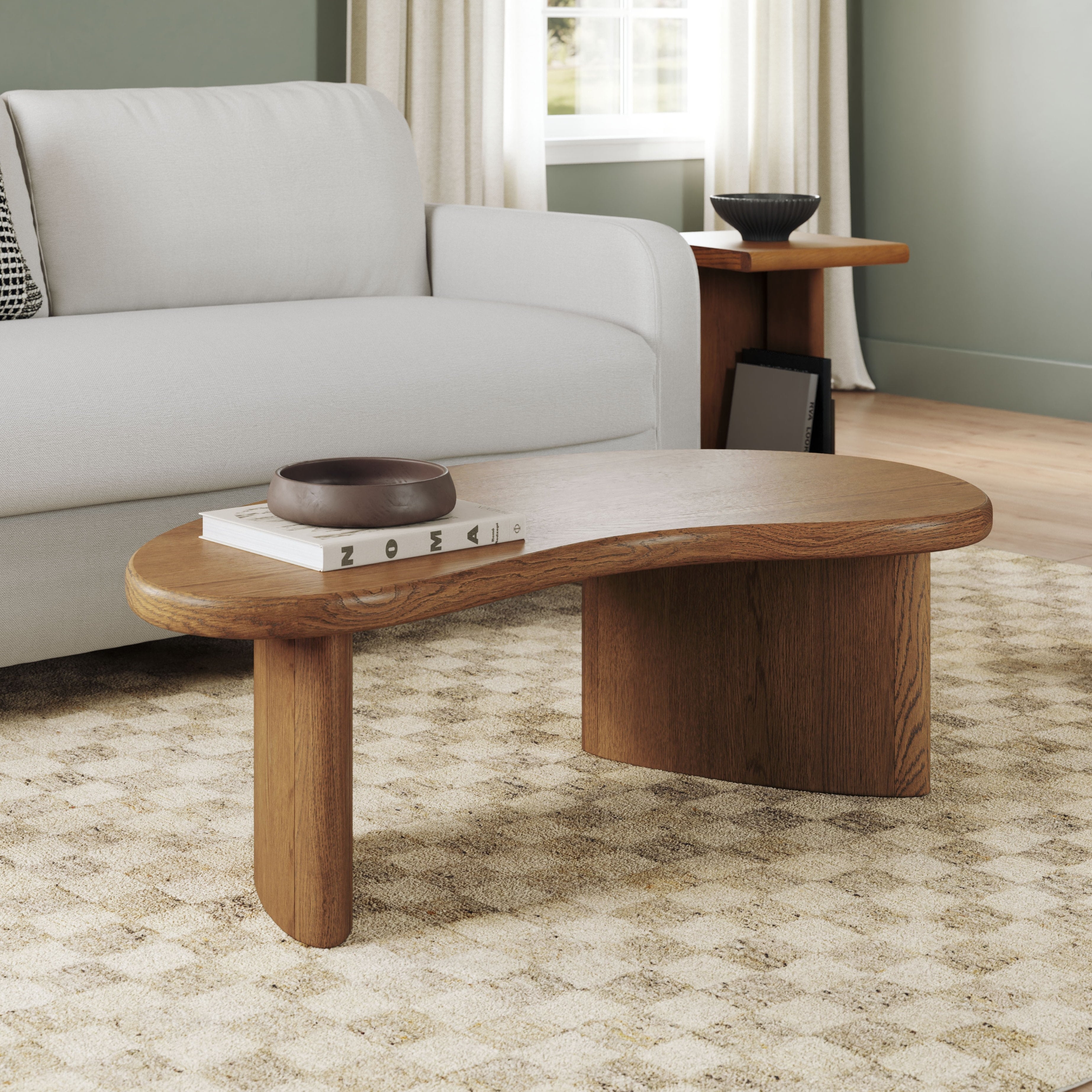 Neah Natural Oak Solid Wood Coffee Table, Scandinavian Style | Article