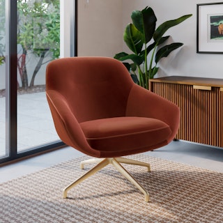 Sterling 33" Velvet Swivel Chair - Hale Rust