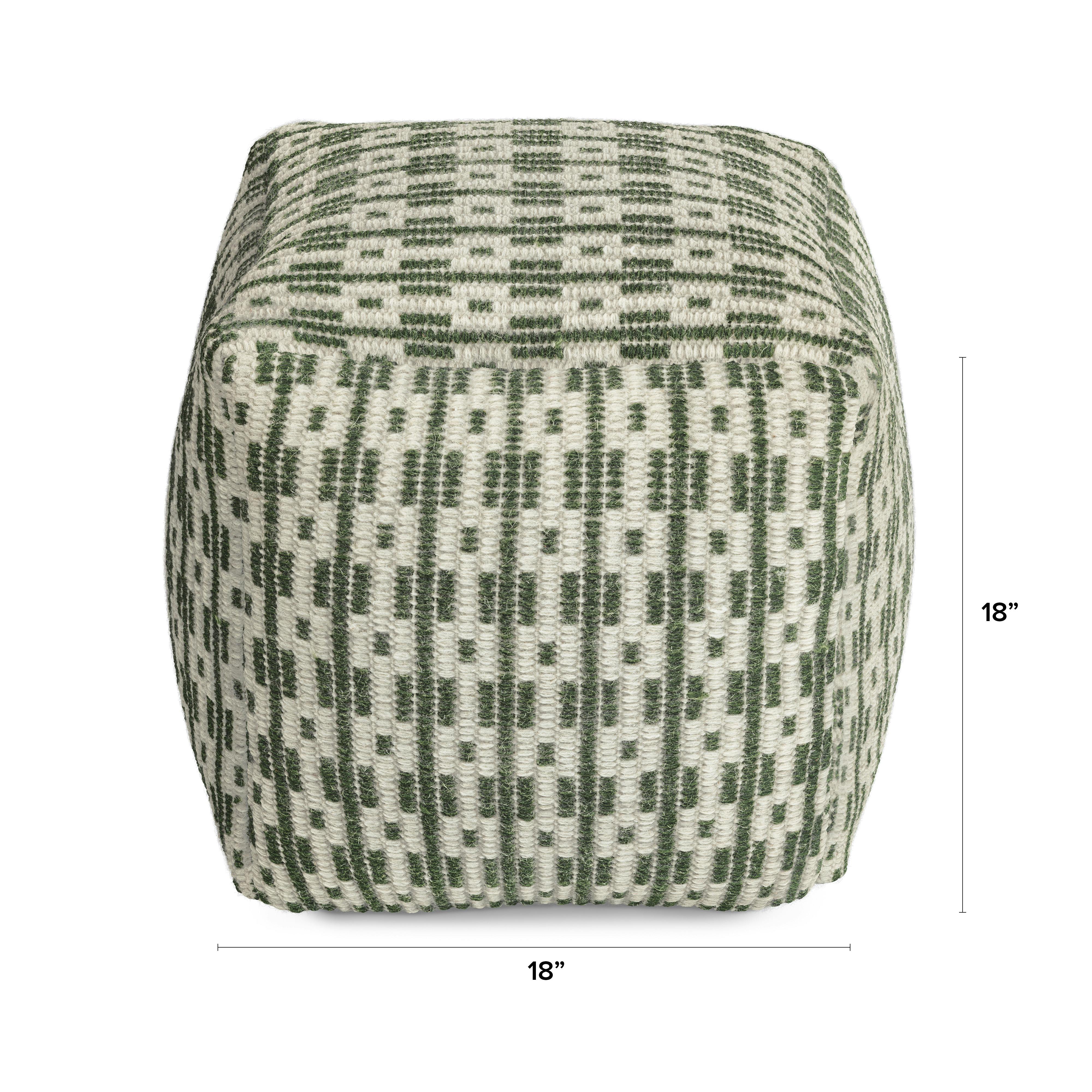 Mia Woodland Green Pouf | Article