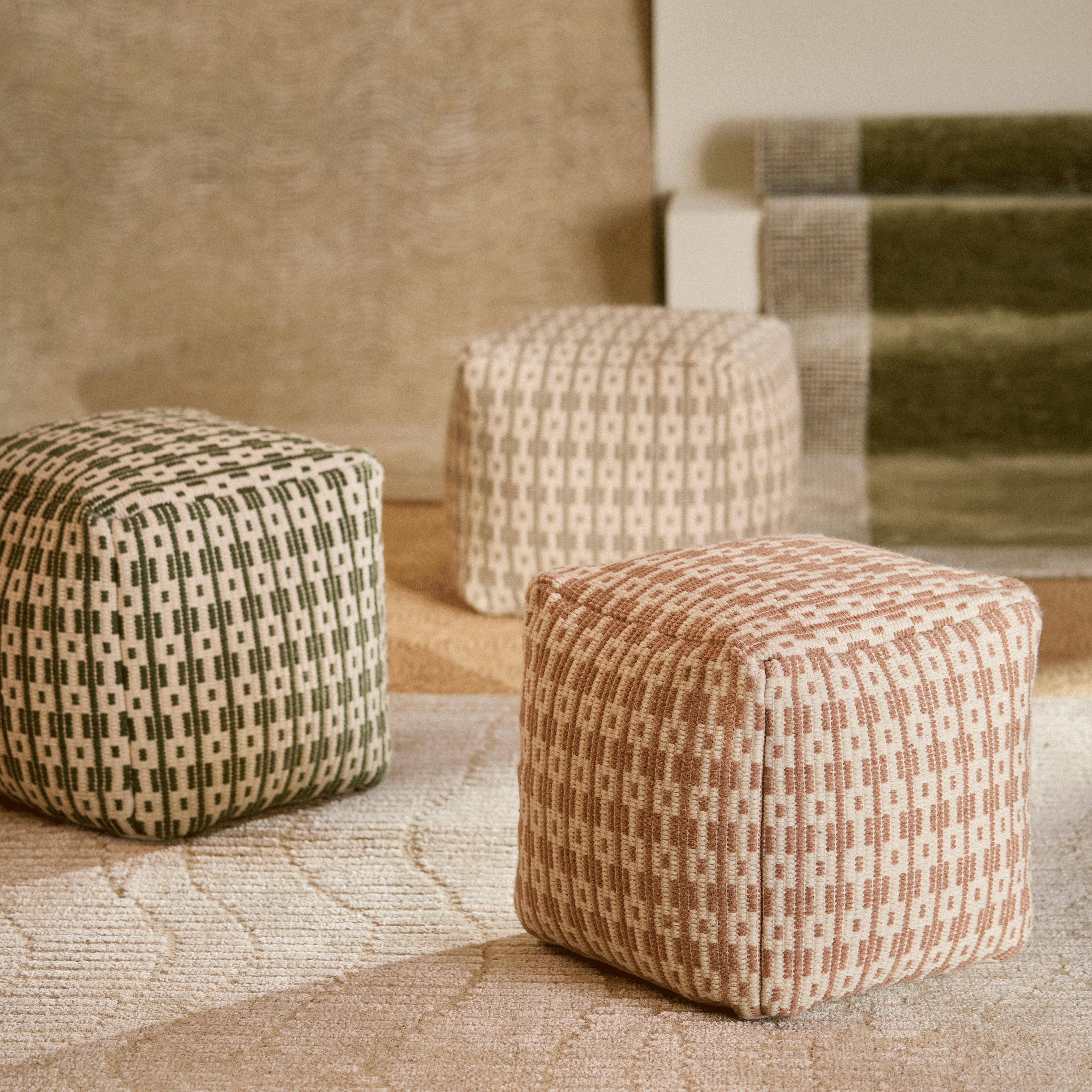 Mia Woodland Green Pouf | Article