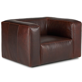 Cigar 44" Leather Swivel Lounge Chair - Indiana Brown