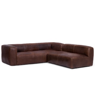 Cigar 94.5" Leather Reversible Sectional - Indiana Brown