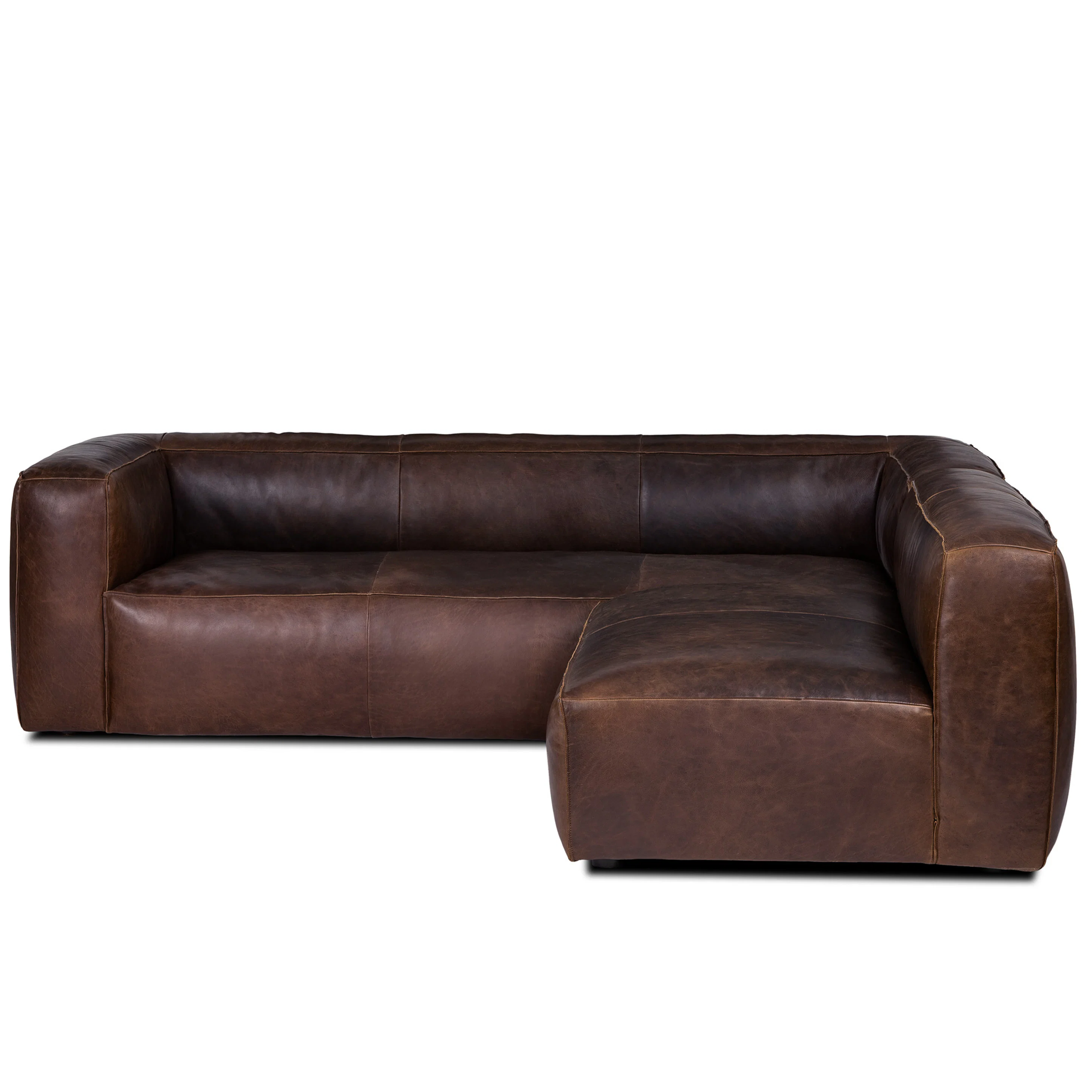 Cigar 94.5" Leather Reversible Sectional - Indiana Brown